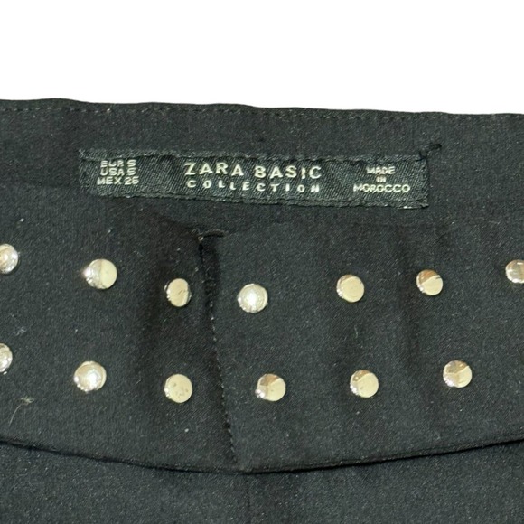 Small Womens Zara Black Stud Trousers with Side Zipper - Picture 3 of 6